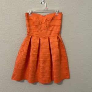 Strapless coral dress!!